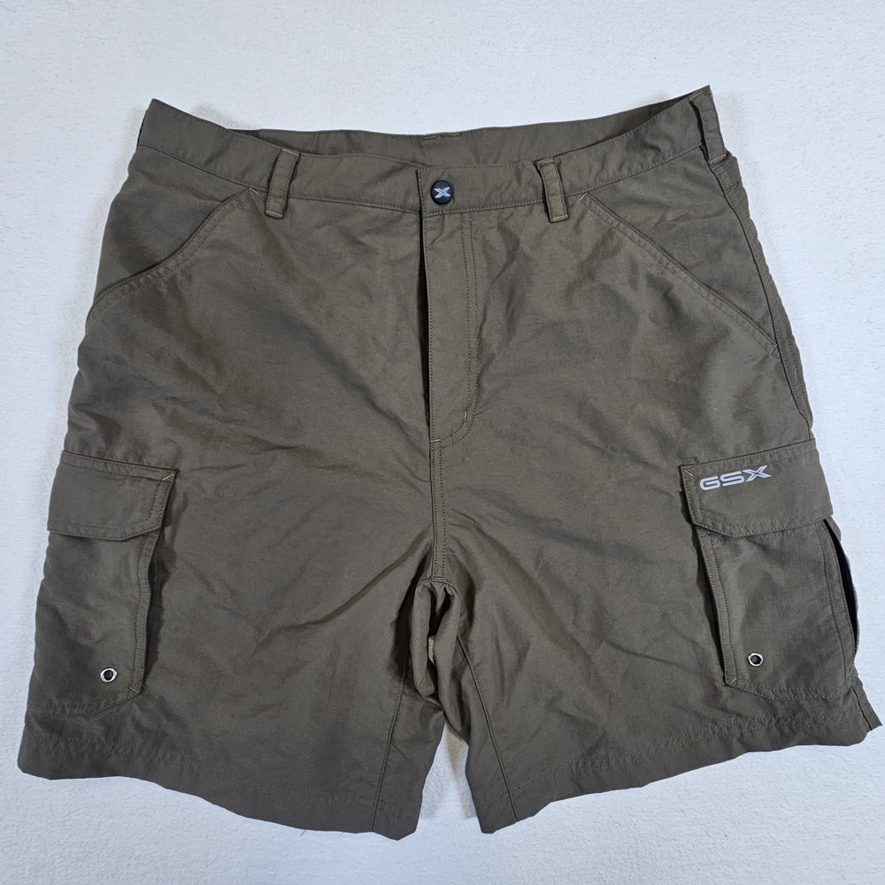 Guide Series Extreme GSX mens olive green cargo shorts size 34 nylon solid flat